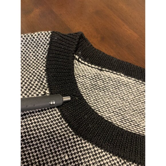 J. Crew M Black White Fair Isle Merino Wool Pullover Sweater Winter - Picture 8 of 8